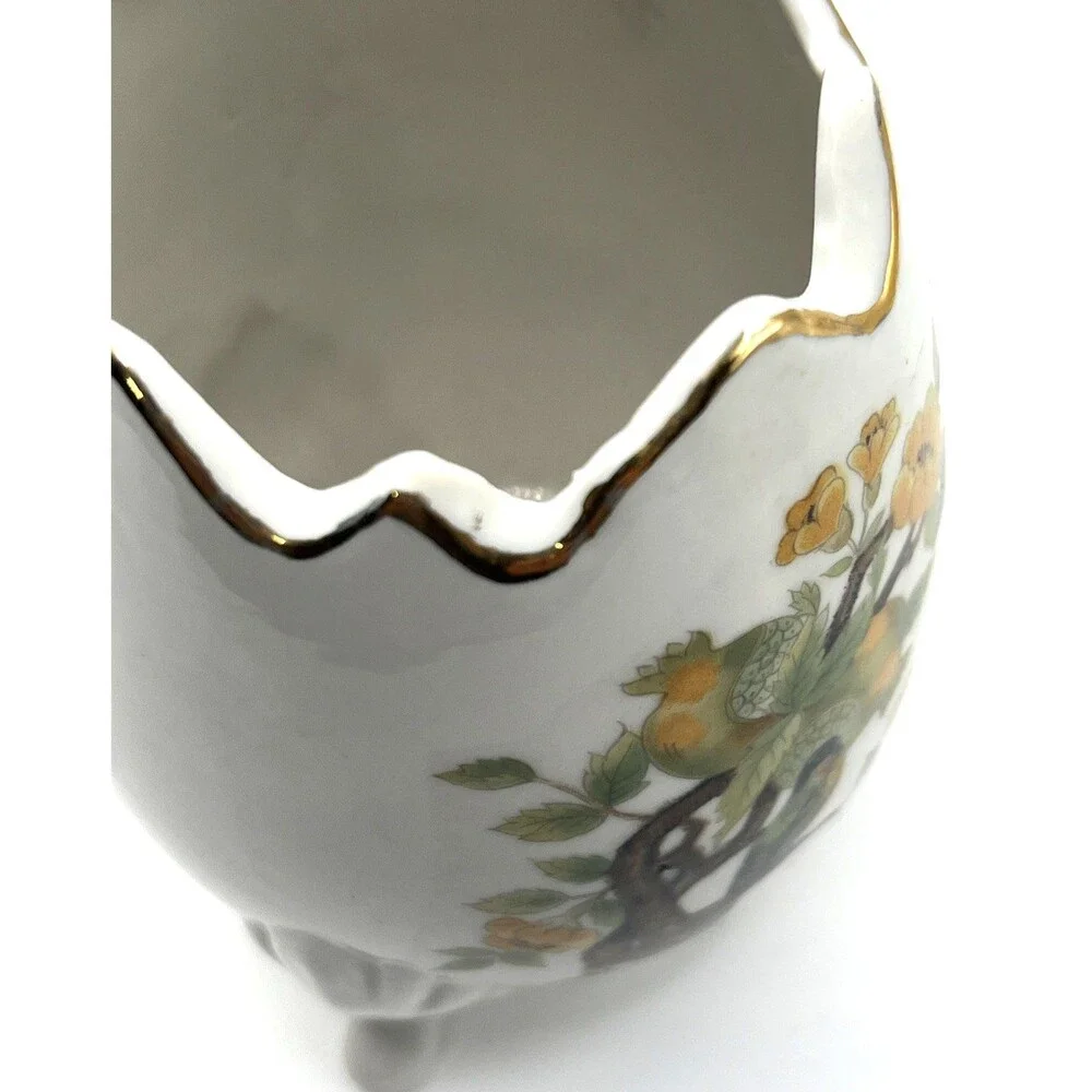 Vtg Andrea by Sadek 3-Footed Porcelain Egg-Shaped Vase 9492 Japan Birds 4.25